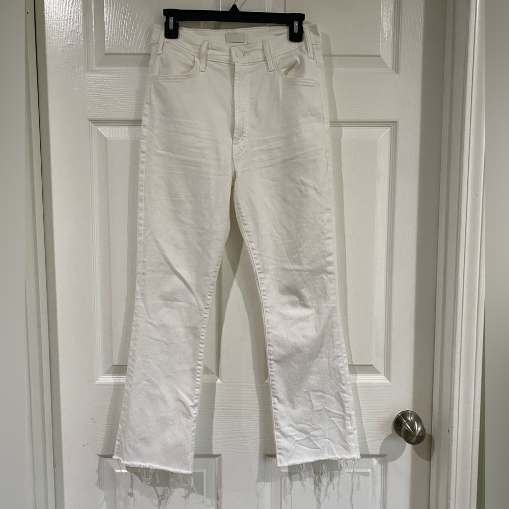 MOTHER The Hustler Ankle Fray In Fairest Of Them All White High Rise Jeans 30 - Picture 2 of 15